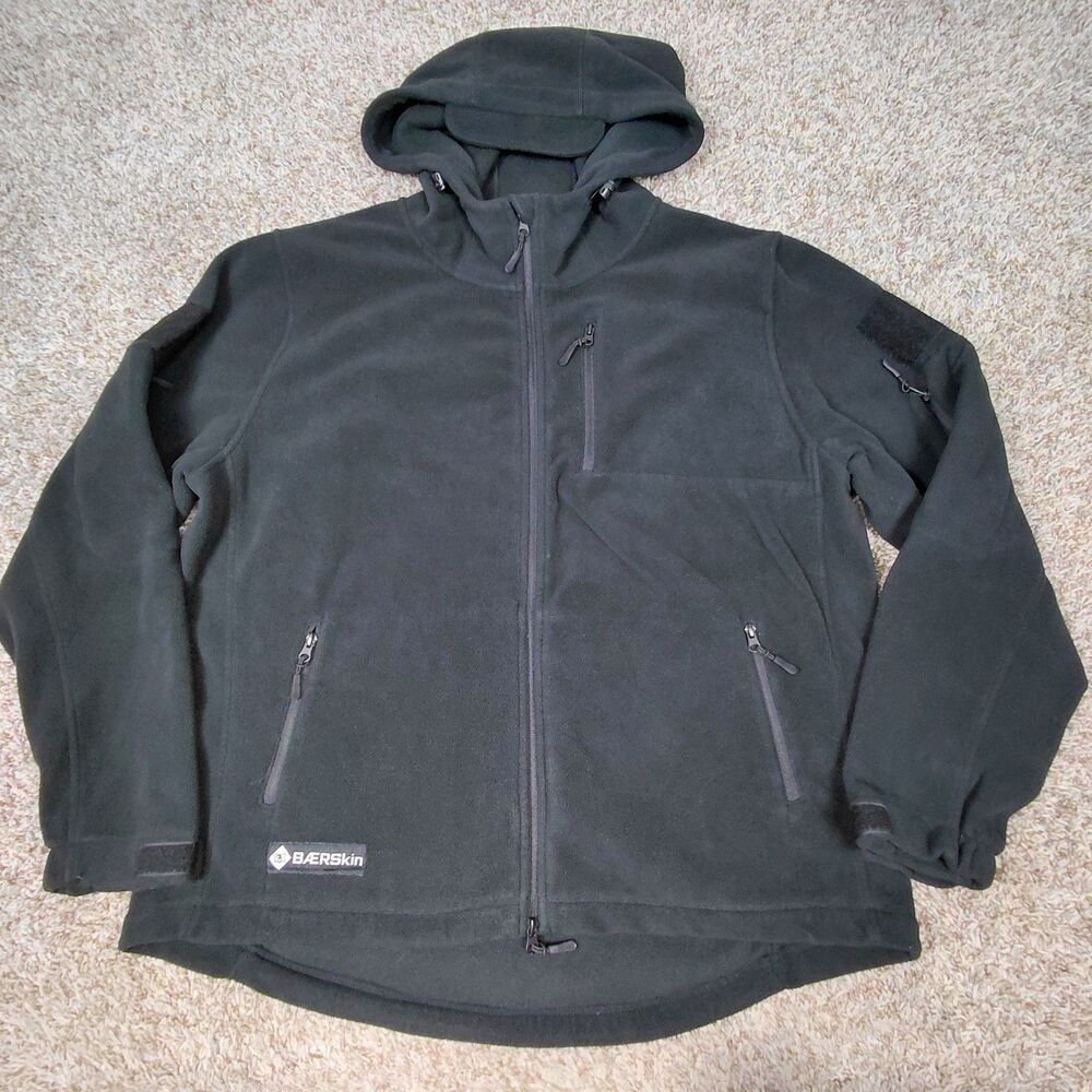 Baerskin Tactical Fleece Jacket Hoodie Men's 2XL Blsck Full Zip Up Pocket Travel